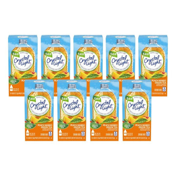 Crystal Light On The Go Peach Mango Green Tea Drink Mix, 10-Packet Box (Pack of 9)