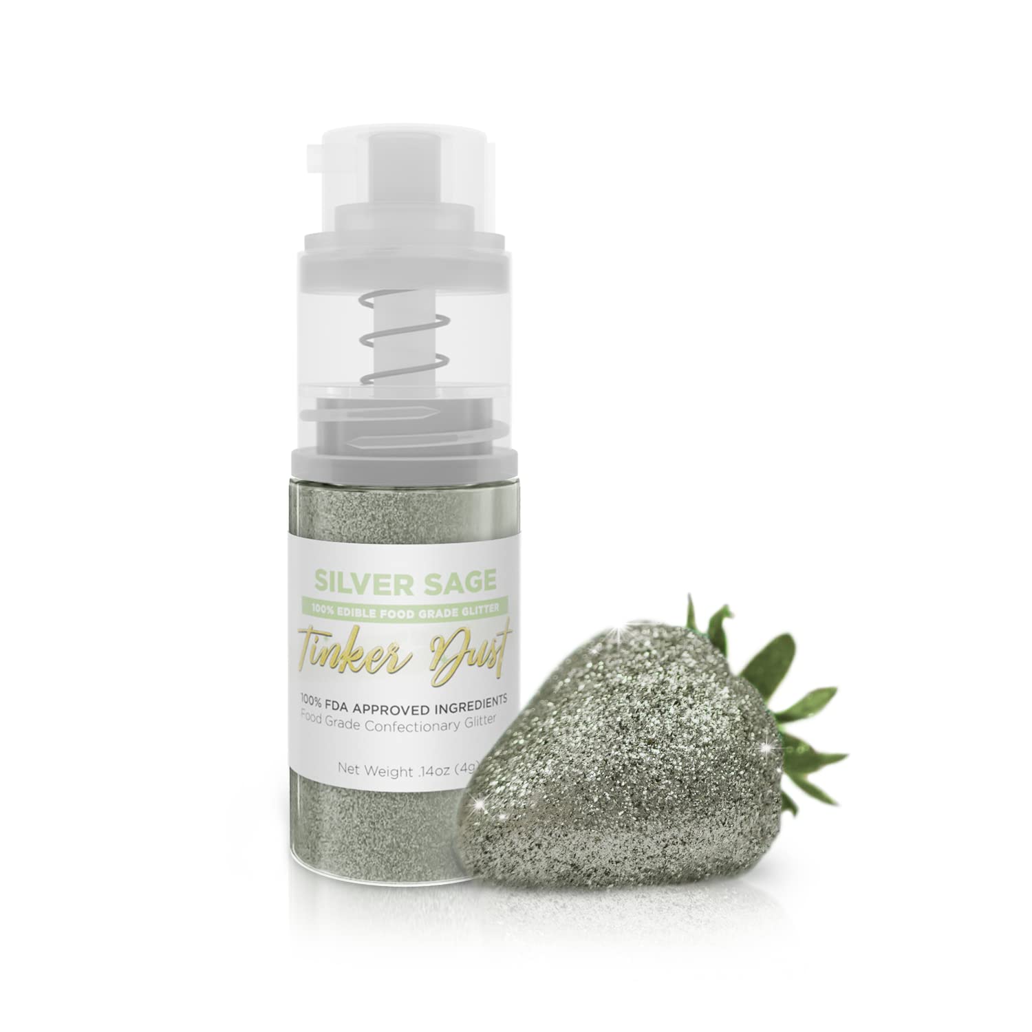 Bakell Edible Glitter - Silver Sage Tinker Dust, 4g Mini Spray Pump