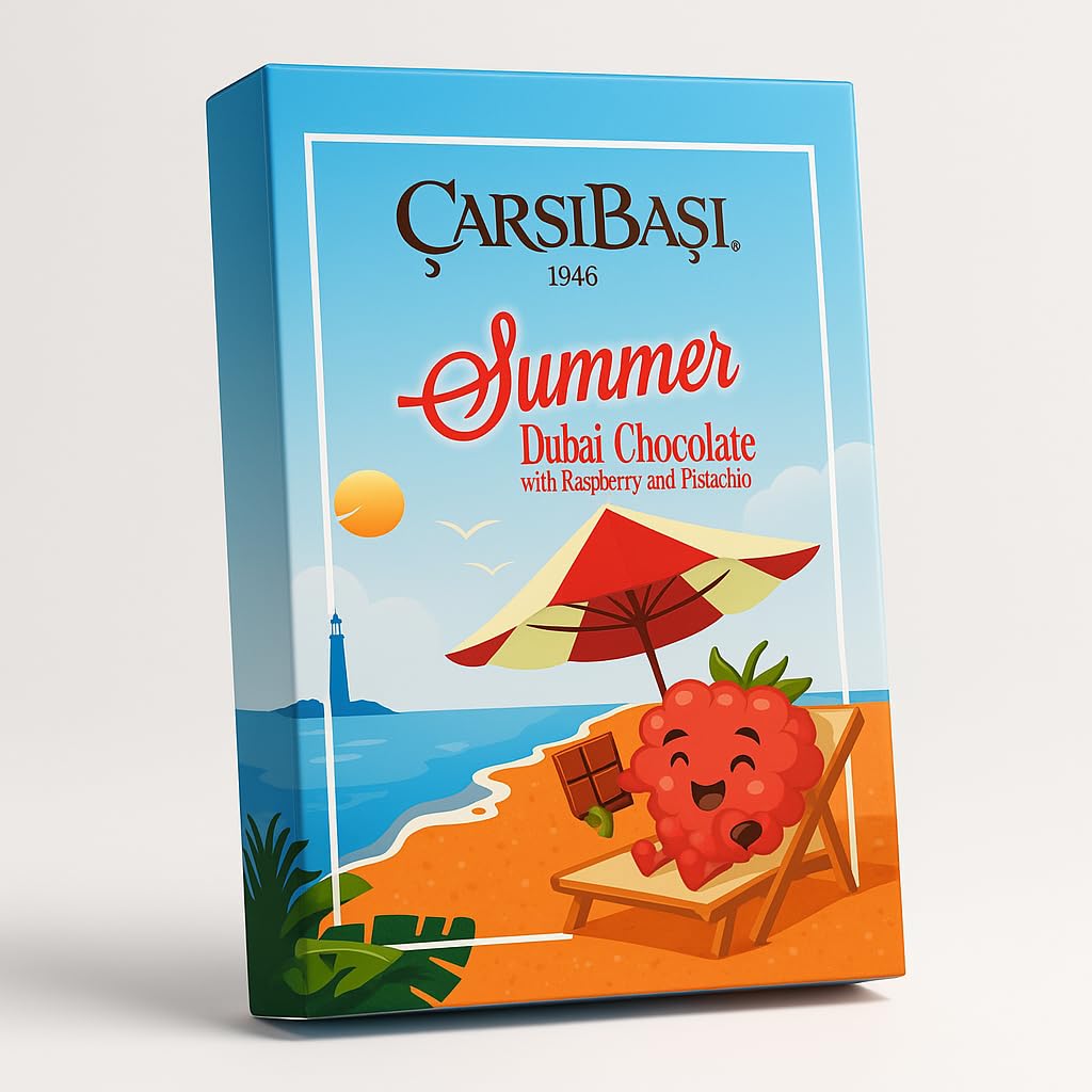 Arsibasi 1946 Dubai Chocolate - Milk With Pistachio  Tahini & Kadayif - Stylish Turkish Dessert Gift Box  Top-High Standardrtisan Sweets (6.9 Oz / 195G) (Summer With Rasberry And Pistachio Chocolate Dubai)