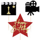 Qertesl Happy Birthday Movie Cake Topper,Movie Night Cupcake Toppers Decoration,Hollywood Theme Cake Party Decoration.