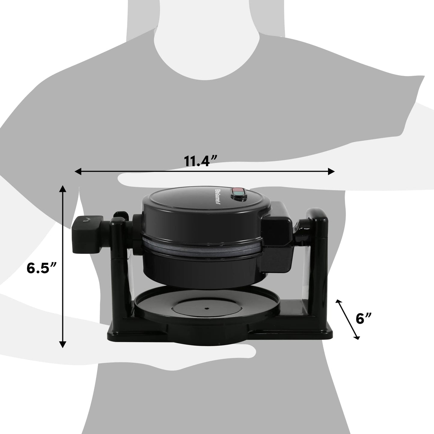 High-Standard Gourmet Ewm460 Nonstick Rotating Flip Belgian Waffle Maker, 1.25-Inch Thick Waffles, Hash Browns, Keto, Snacks, Sandwich, Eggs, Easy To Clean, Black, 5 Inch