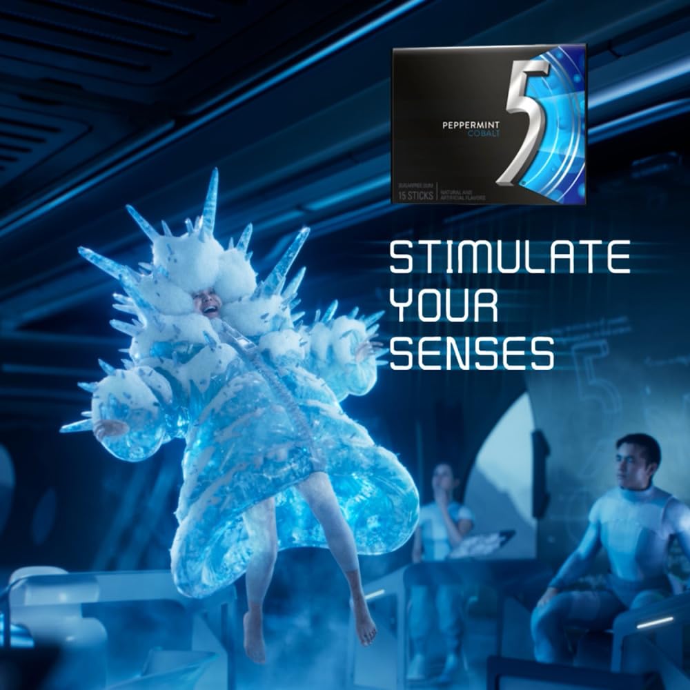 5 Gum Peppermint Cobalt Chewing Gum Bulk, Sugar-Free, 15 Sticks (Pack Of 10)