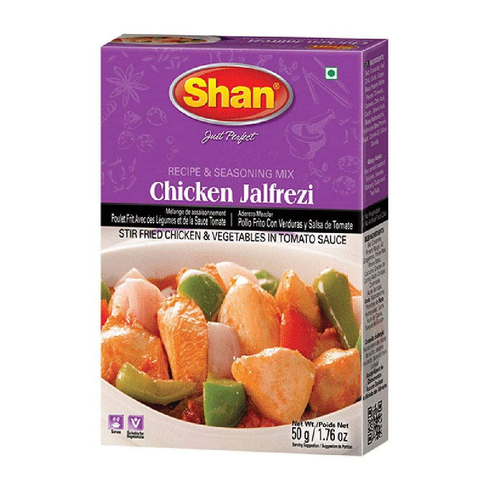 Shan Chicken Jalfrezi Recipe and Seasoning Mix 1.76 oz (50g) - Spice Powder for Stir Fried Chicken and Vegetables in Tomato Sauc