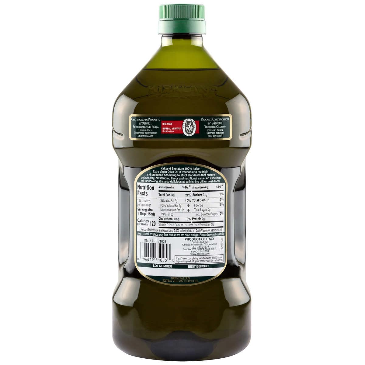 Kirkland Signature Extra Virgin Olive Oil - 67.62 Fl Oz, Premium Quality, Ideal for Cooking and Dressings