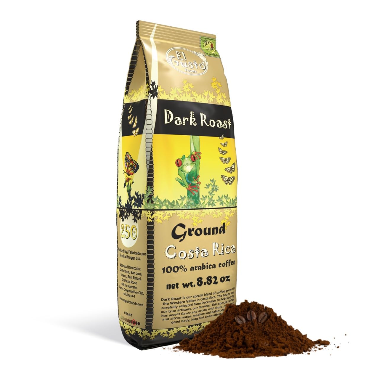 Costa Rican Coffee Dark Roast Ground (8.8Oz) - 100% Fresh Arabica Beans, Shade Grown & Locally Sourced - Costa Rican Souvenirs, Perfect Coffee Lover Gift