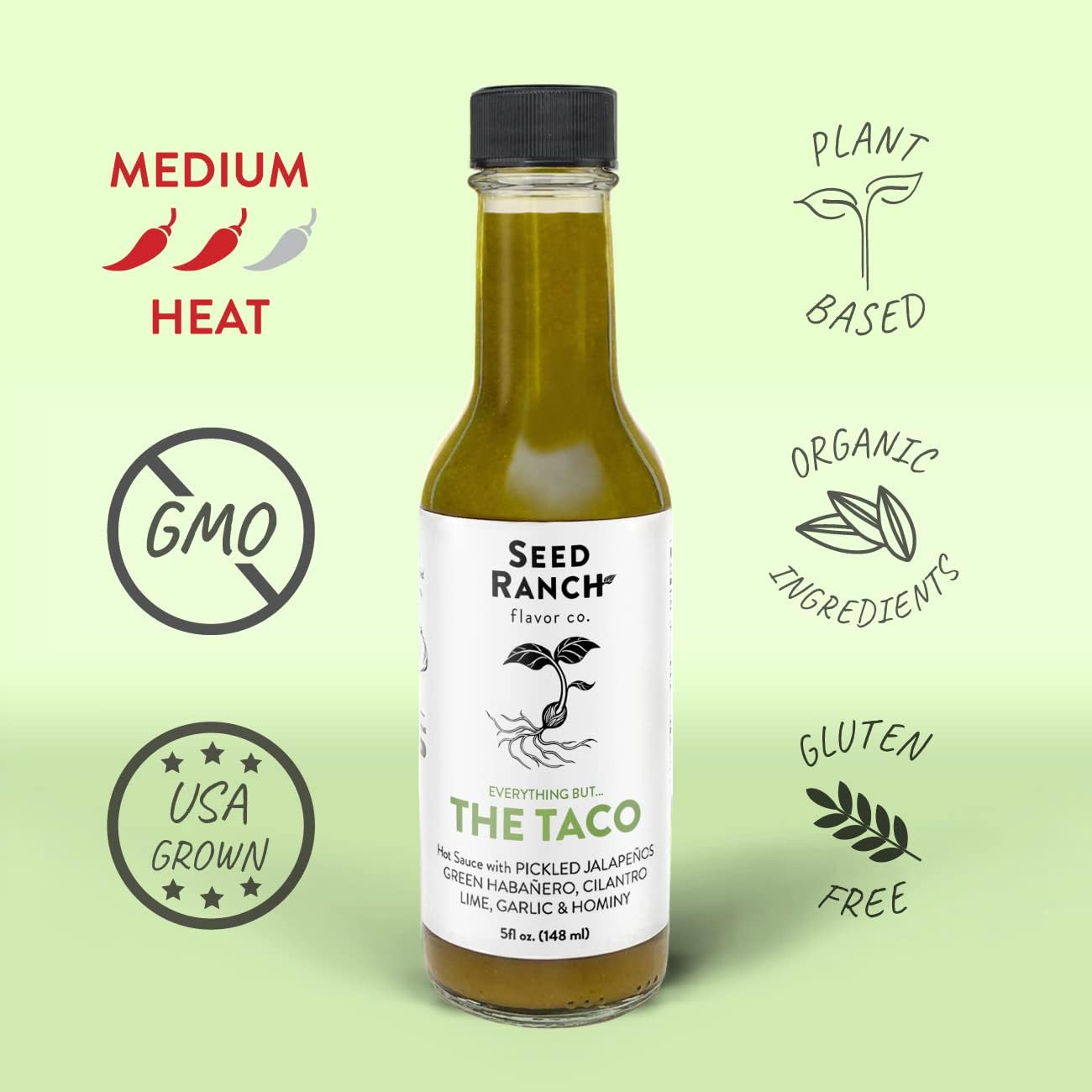 Seed Ranch Gourmet Everything But The Taco Hot Sauce, 3 Pack, Medium Heat - Vegan, Non-Gmo Taco Seasoning, No Preservatives Or A