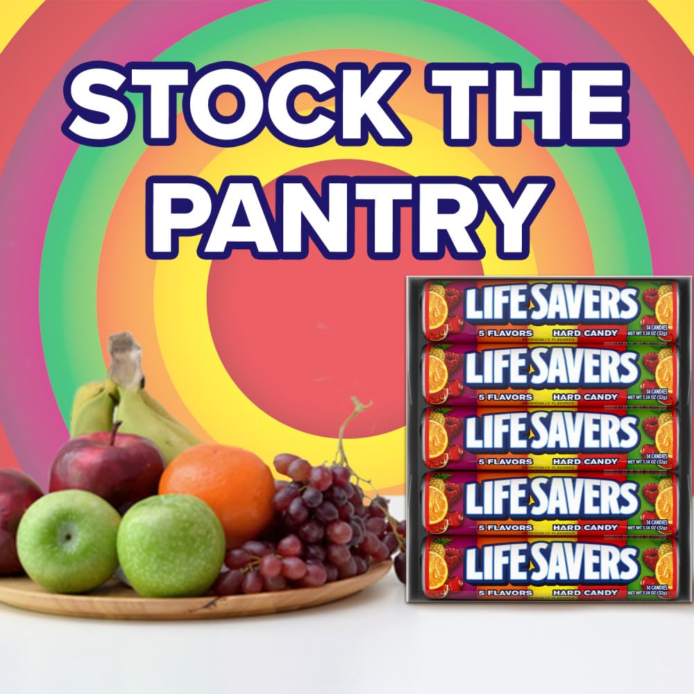 LIFE SAVERS 5 Flavors Hard Candy Bulk Pack, 1.14 oz Roll (Pack of 20)