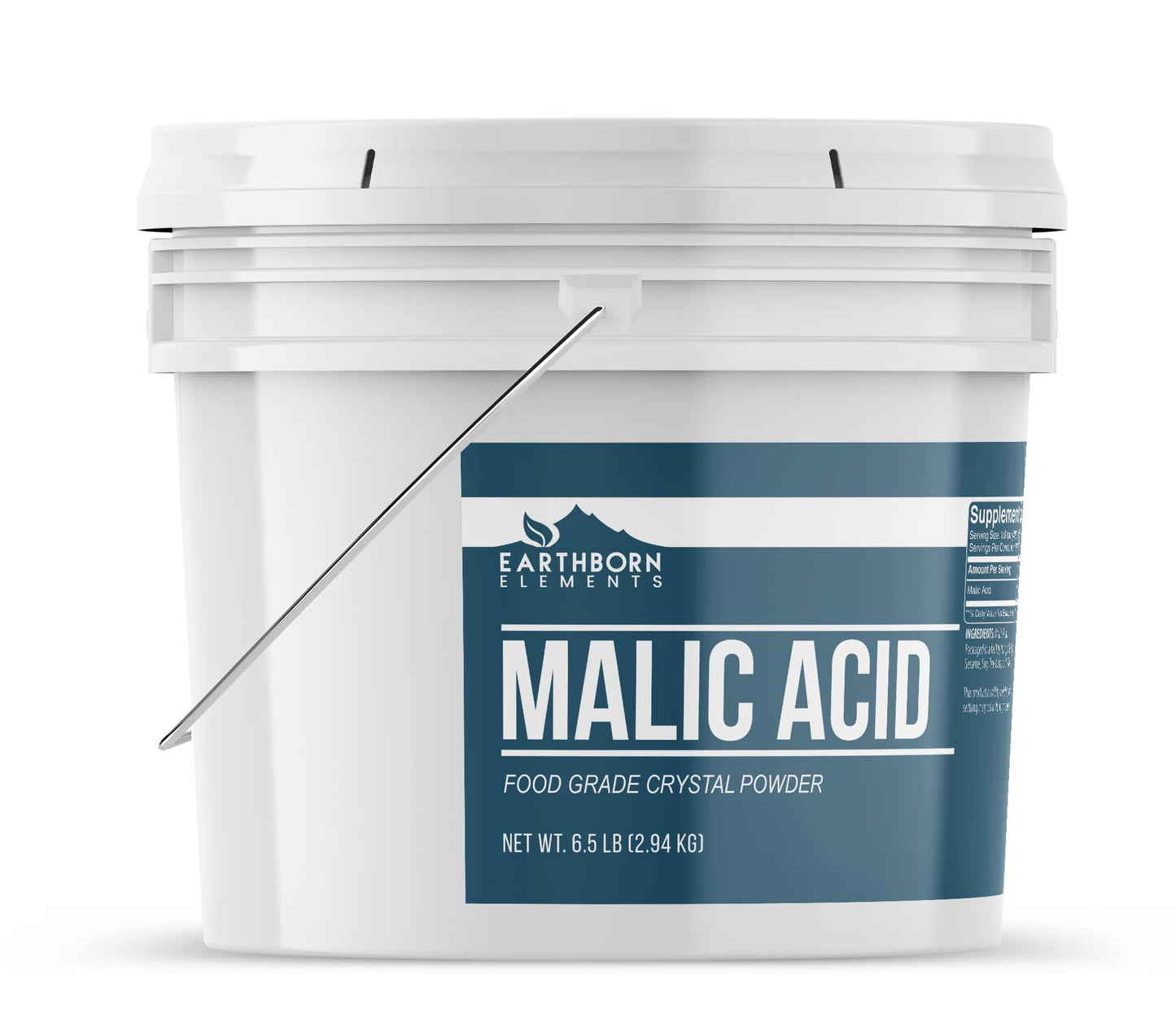 Earthborn Elements Malic Acid Powder  1 Gallon Bucket  Used in Food  Drinks & Candy  Resealable Container