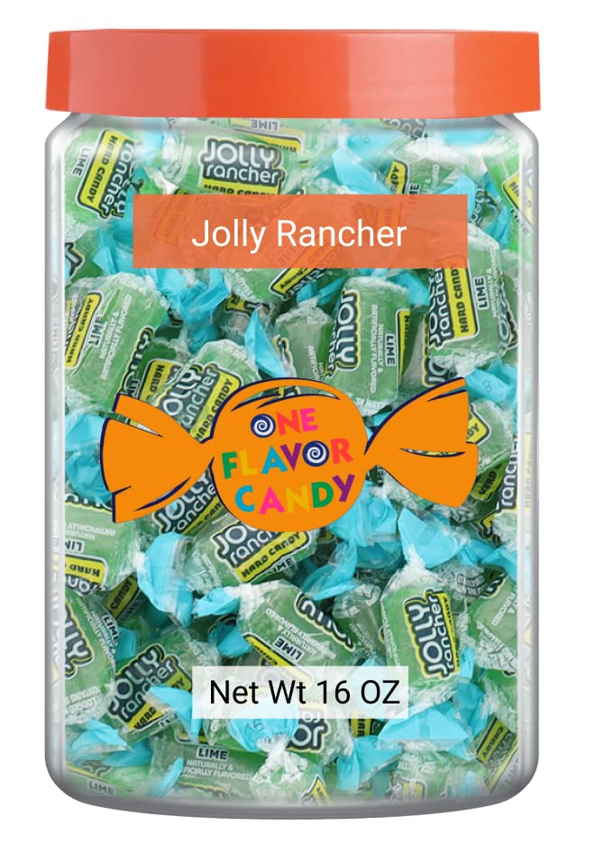 Jolly Rancher World'S Best Flavored Fruit Hard Candy Bulk Candies In Jar 16Oz Tasty Yummy Perfectly Delicious Time (Lime, 16Oz)