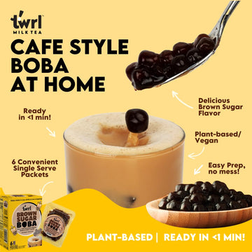 Brown Sugar Boba 12 Pack Box - Instant - Ready in less than 1 Minute - Plant-Based