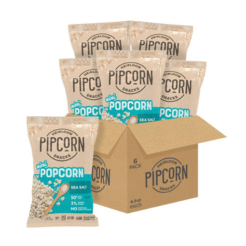 Heirloom Sea Salt Mini Popcorn By Pipcorn - 4.5Oz 6Pk - Healthy Snacks, Gluten Free Snacks, Heirloom Corn, Salty Snacks