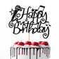 Naicaek Black Glitter Microphone Happy Birthday Cake Topper,Music Lover Birthday Decorations,Karaoke Musical Theme Birthday Part