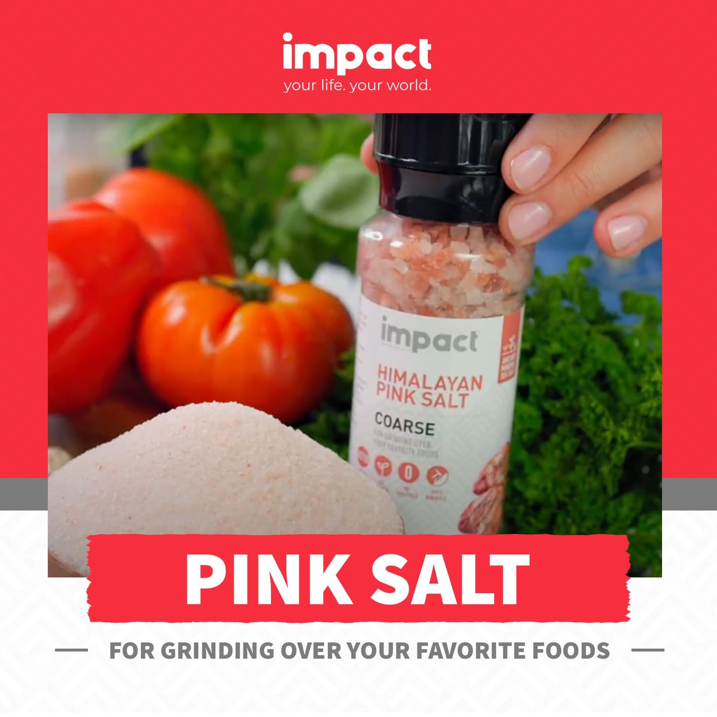 Impact - Coarse Himalayan Pink Sea Salt - No Additives Rich in Trace Minerals Non-GMO Gluten-Free Ideal for Low-Carb Fasting Coo