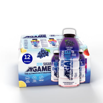 A-GAME Zero Sugar Sports Drink, Concord Grape Zero, Sugar FreNatural Flavors, Gluten Free & Keto Friendly, 16.9 Fl Oz (Pack of 1