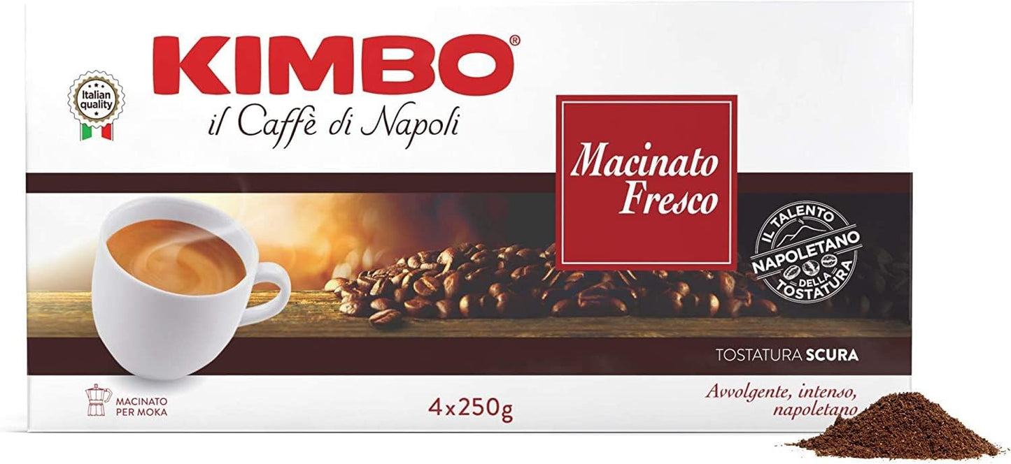 Kimbo Macinato Fresco 4 Buste Da 250G Imported From Italy