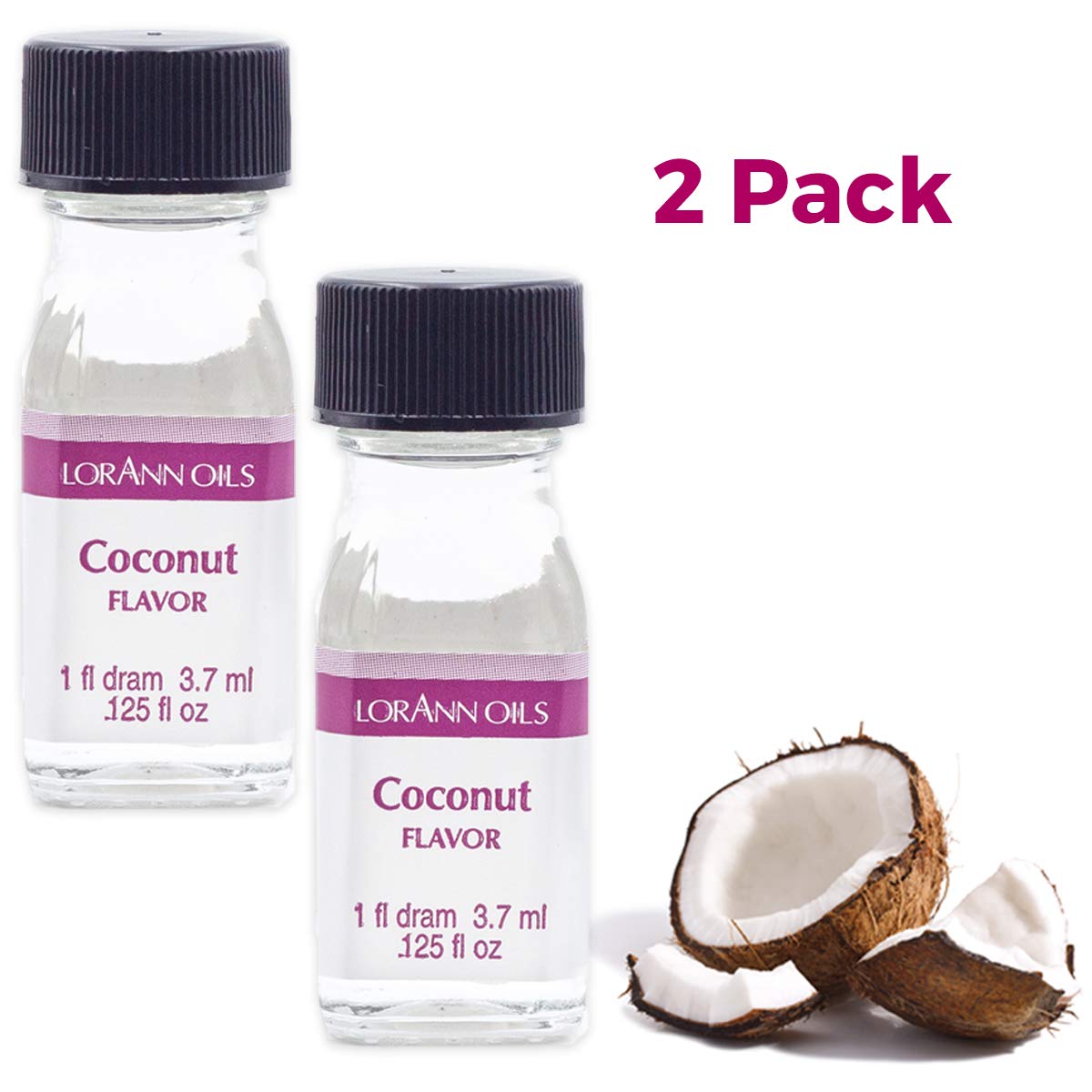LorAnn Coconut Flavoring, Clear, 1 Dram Bottle (Pack of 2) - 0.12 Fl Oz