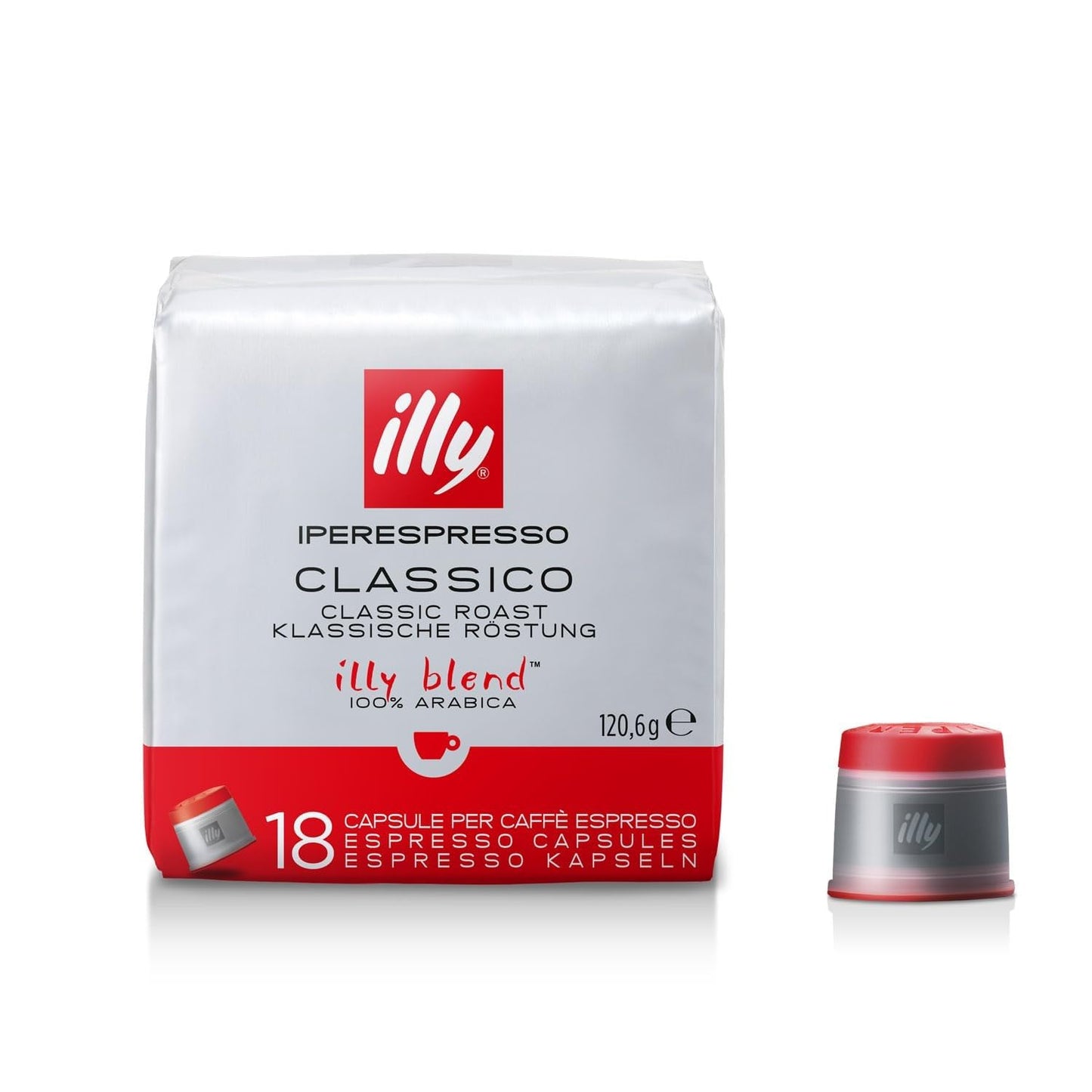 illy Coffee iperEspresso Capsules - Single-Serve Coffee Capsules & Pods - Single Origin Coffee Pods - Classico Medium Roast with Notes of Caramel - For iperEspresso Capsule Machines - 18 Count