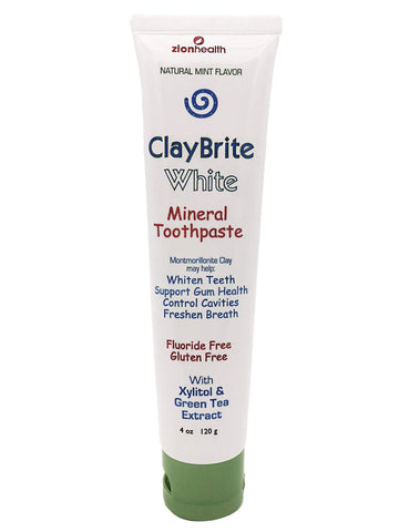 Zion Health Claybrite White Mineral Toothpaste Natural Mint Flavor 4 Oz 120 G