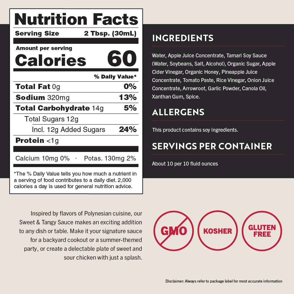 San-J - Gluten Free Sweet & Tangy Sauce - Well-Balanced Sauce For Cooking - Non-Gmo - 10 Oz. Bottles - 2 Pack