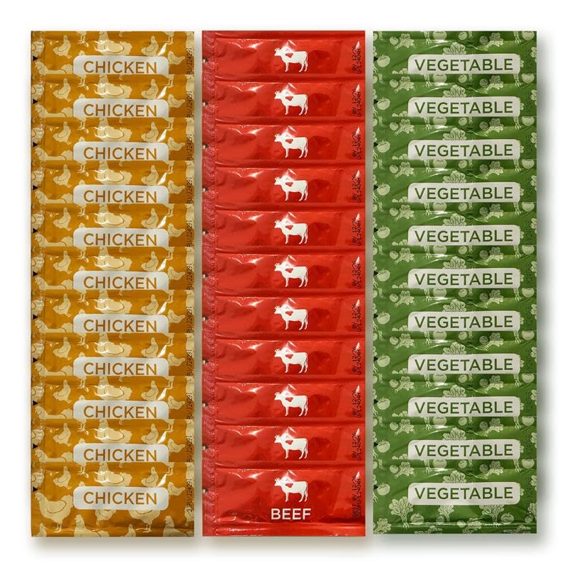 Stapster BEEF BROTH, CHICKEN BROTH, VEGETABLE BROTH Concentrate 9.6 G - Bundle of 30 pcs - 10 pcs of Each Broth