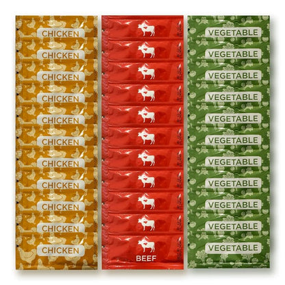 Stapster BEEF BROTH, CHICKEN BROTH, VEGETABLE BROTH Concentrate 9.6 G - Bundle of 30 pcs - 10 pcs of Each Broth