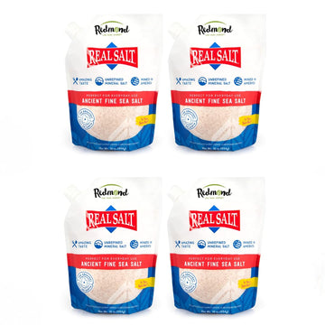 Redmond Real Salt - Ancient Fine Sea Salt, Unrefined Mineral Salt, 26 Ounce Pouch (4 Pack)