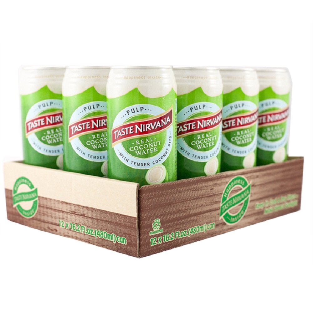 Taste Nirvana Coconut Water with Tender Coconut Bits, 16.2 Fl Oz Pack of 12, Refreshing Natural Beverage