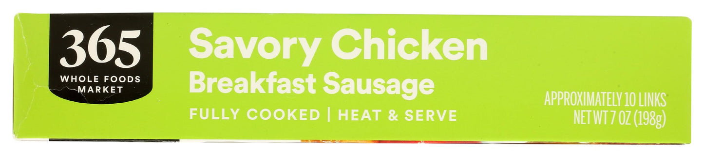 365 Everyday Value, Savory Chicken Breakfast Sausage (Frozen), 10 Count