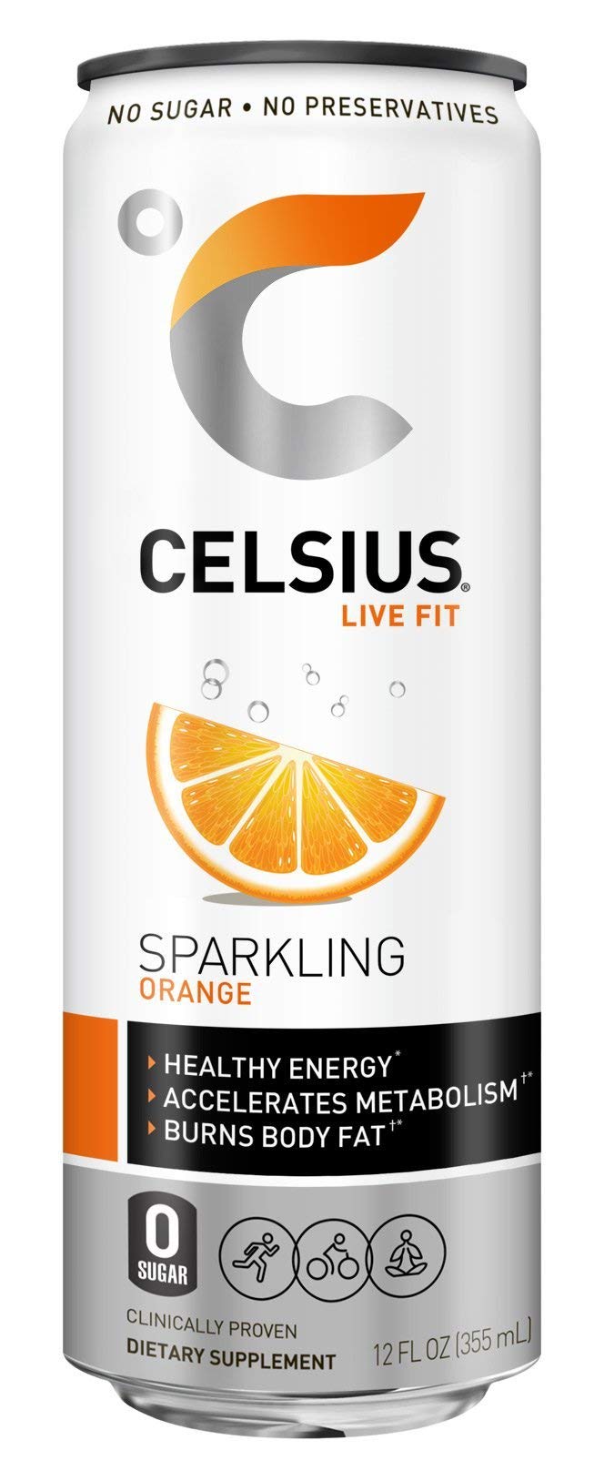 Sparkling Orange Fitness Drink, Zero Sugar, 12Oz. Slim Can (Pack Of 12)