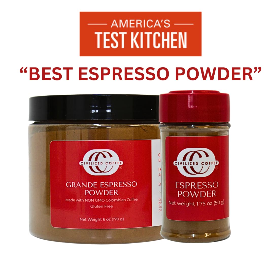 CIVILIZED COFFEE Espresso Powder for Baking & Smoothies, Non-GMO, Gluten Free, 100% Arabica, 6 oz Jar