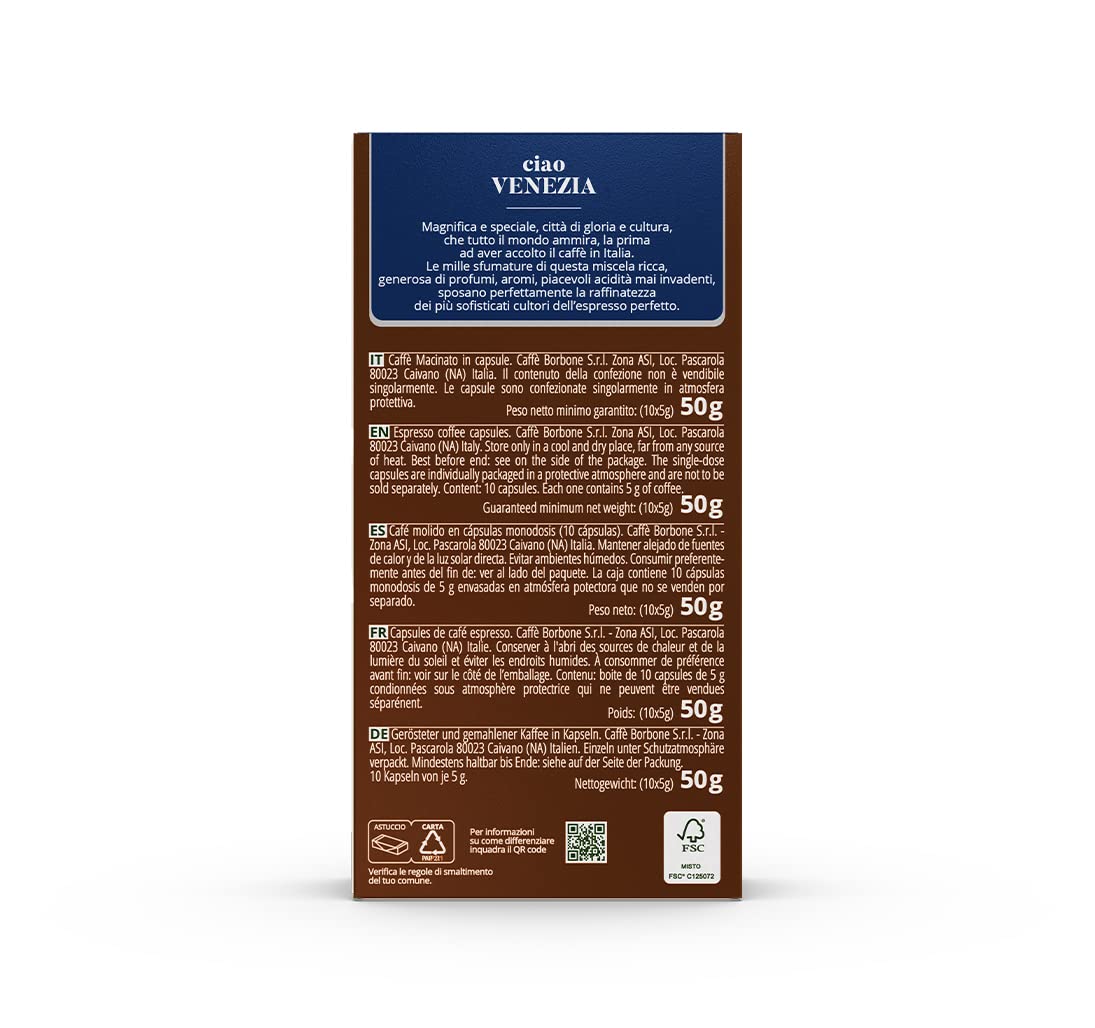 Caffè Borbone Ciao Venezia Aluminum Capsules Compatible With Nespresso Original Machines, Medium Roast, 100 Count