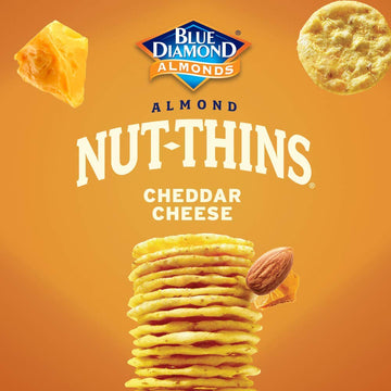Blue Diamond Almonds Nut-Thins Gluten Free Cracker Crisps, Cheddar Cheese, Family Size, 7.7 Oz (Pack Of 6)