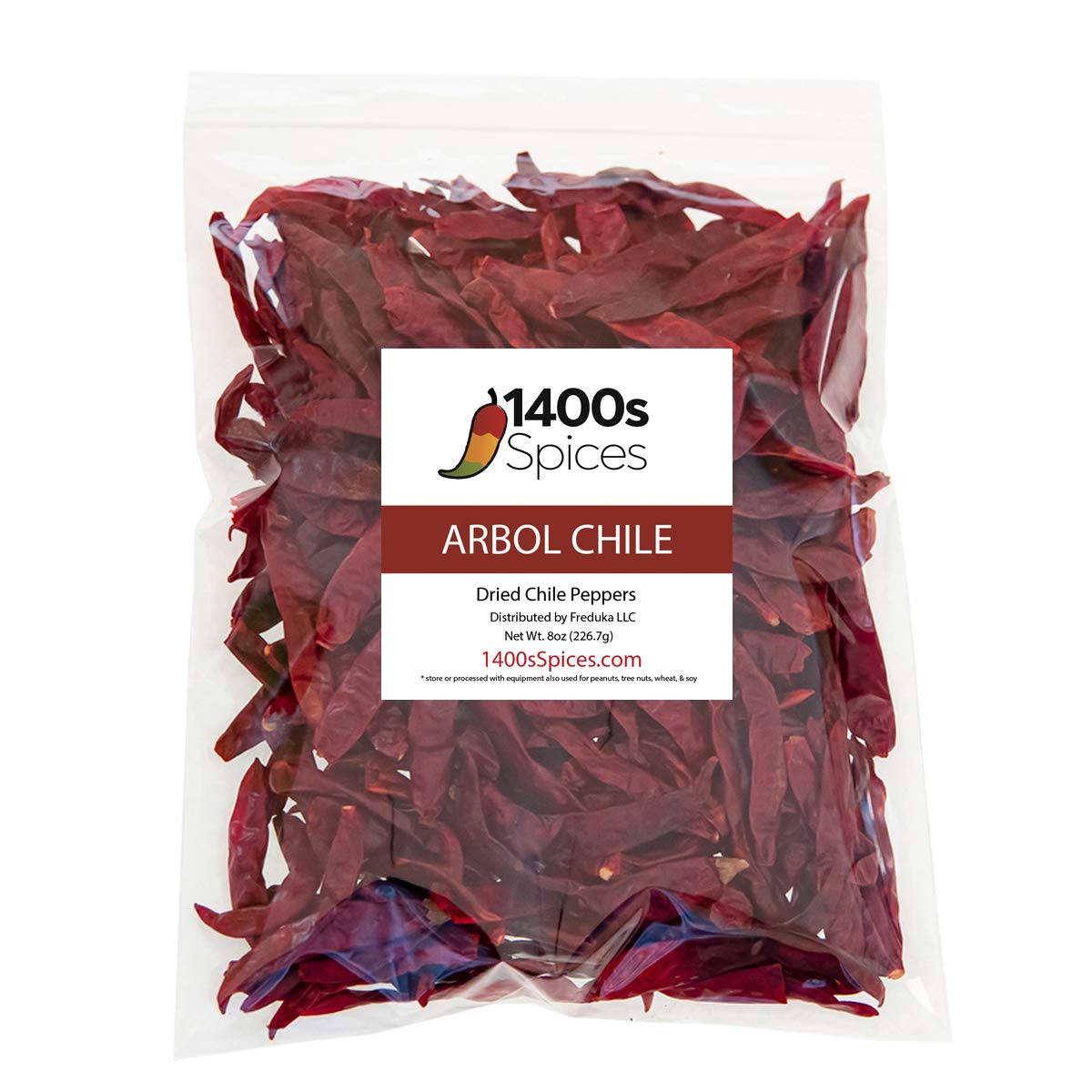 1400S SPICES Dried Arbol Whole Chilies Peppers for Authentic Mexican Food, 8oz Pack