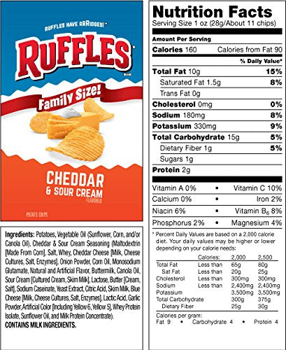 Ruffles Cheddar And Sour Cream Potato Chips, 8.5Oz (Pack Of 3)