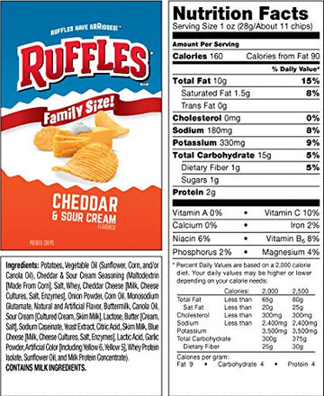 Ruffles Cheddar And Sour Cream Potato Chips, 8.5Oz (Pack Of 3)