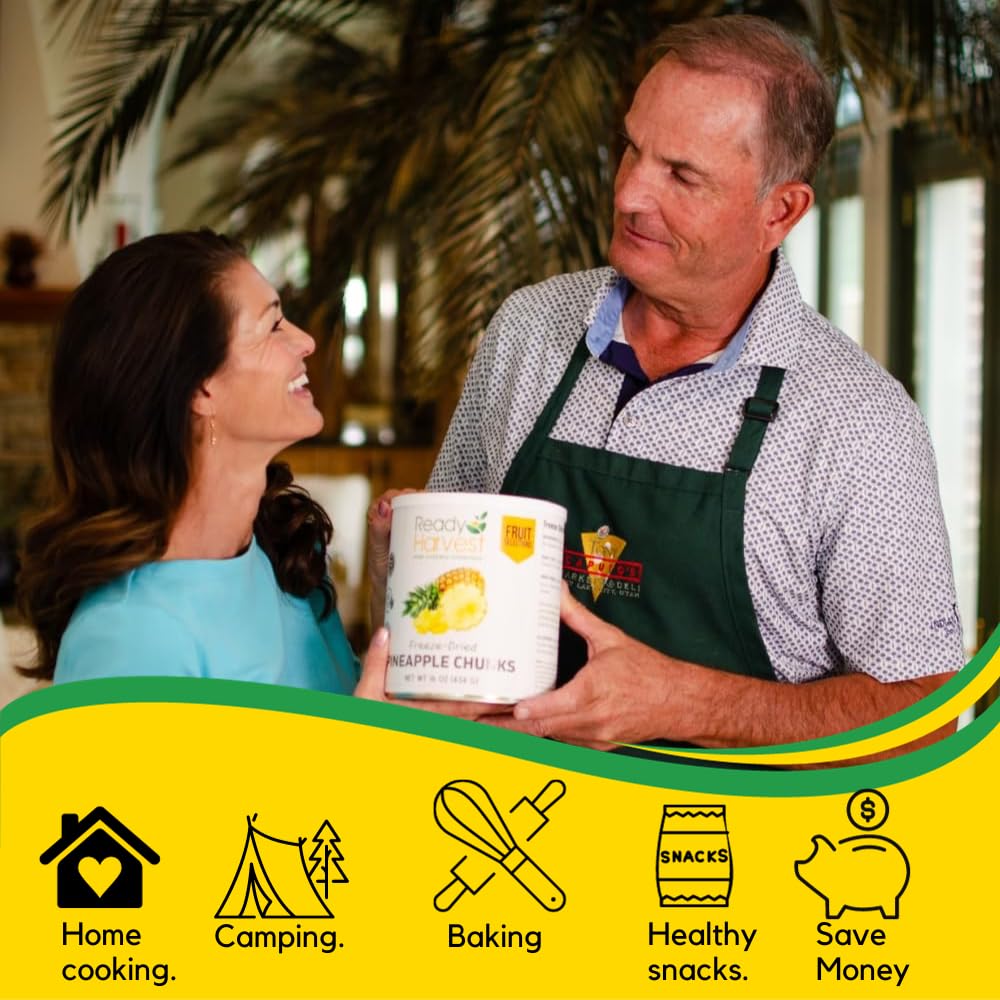 Ready Harvest Freeze Dried Pineapples for Emergency Food Storage | 30 Year Shelf Life | 1 Can