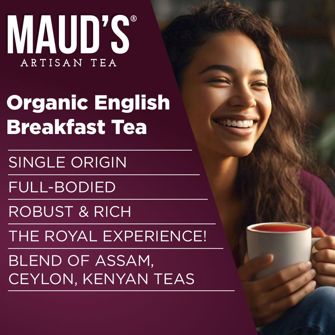 Maud'S Organic English Breakfast Tea (Royally Good English Breakfast), 24Ct. Solar Energy Produced Recyclable Single Serve Organ