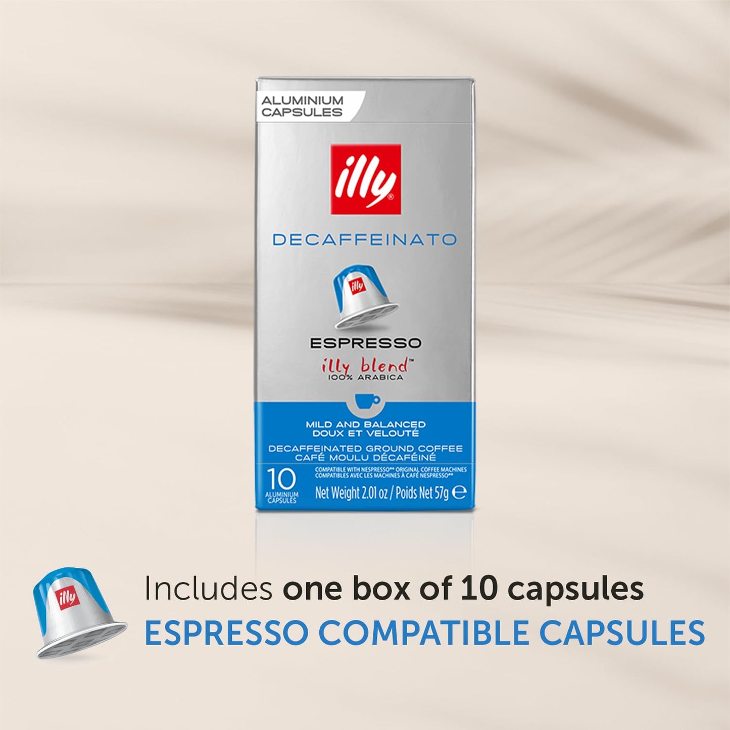 illy Aluminum Espresso compact pieces - Decaf Coffee - Mild & Balanced - 10 Count Pack
