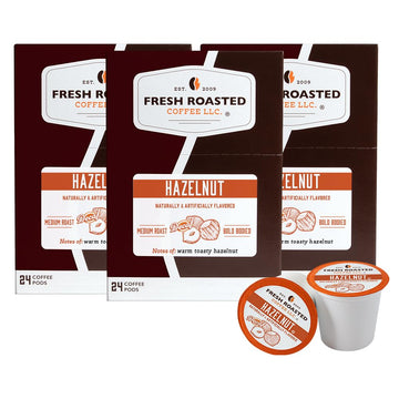 Fresh Roasted Coffee, Decaf Hazelnut, Flavored Coffee Pods, 72 Count