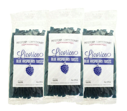 Blue Raspberry Licorice Twists Pack of 3 - Fat-Free Old Fashioned Gourmet Blue Raspberry Licorice - Soft & Chewy Texture with Bo