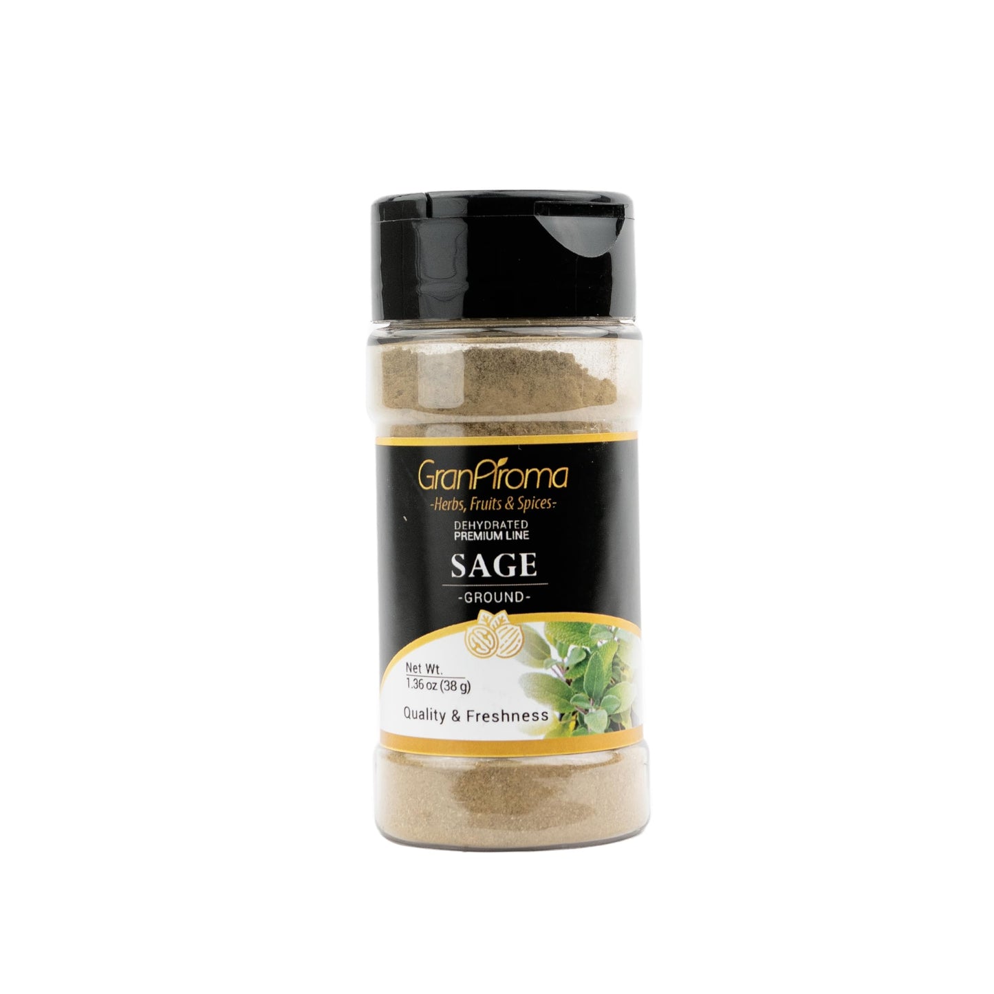 GranAroma Ground Sage, Earthy Flavor, Soups & Sauces, Versatile Herb (1.36 Ounce)