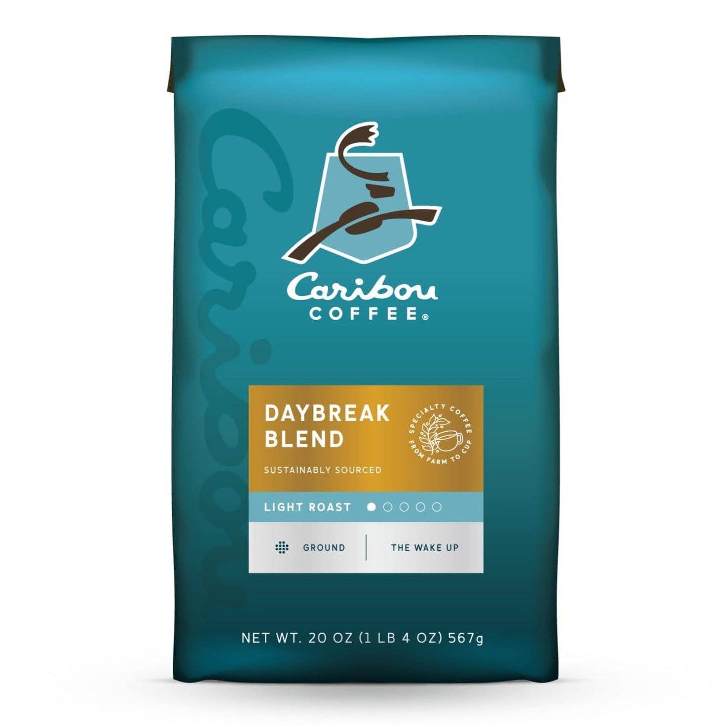 Caribou Coffee Light Roast Ground Coffee Daybreak Morning Blend 20 Ounce Bag