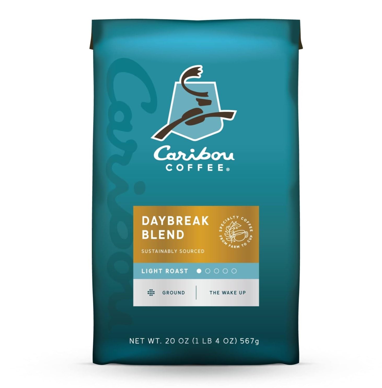 Caribou Coffee Light Roast Ground Coffee Daybreak Morning Blend 20 Ounce Bag