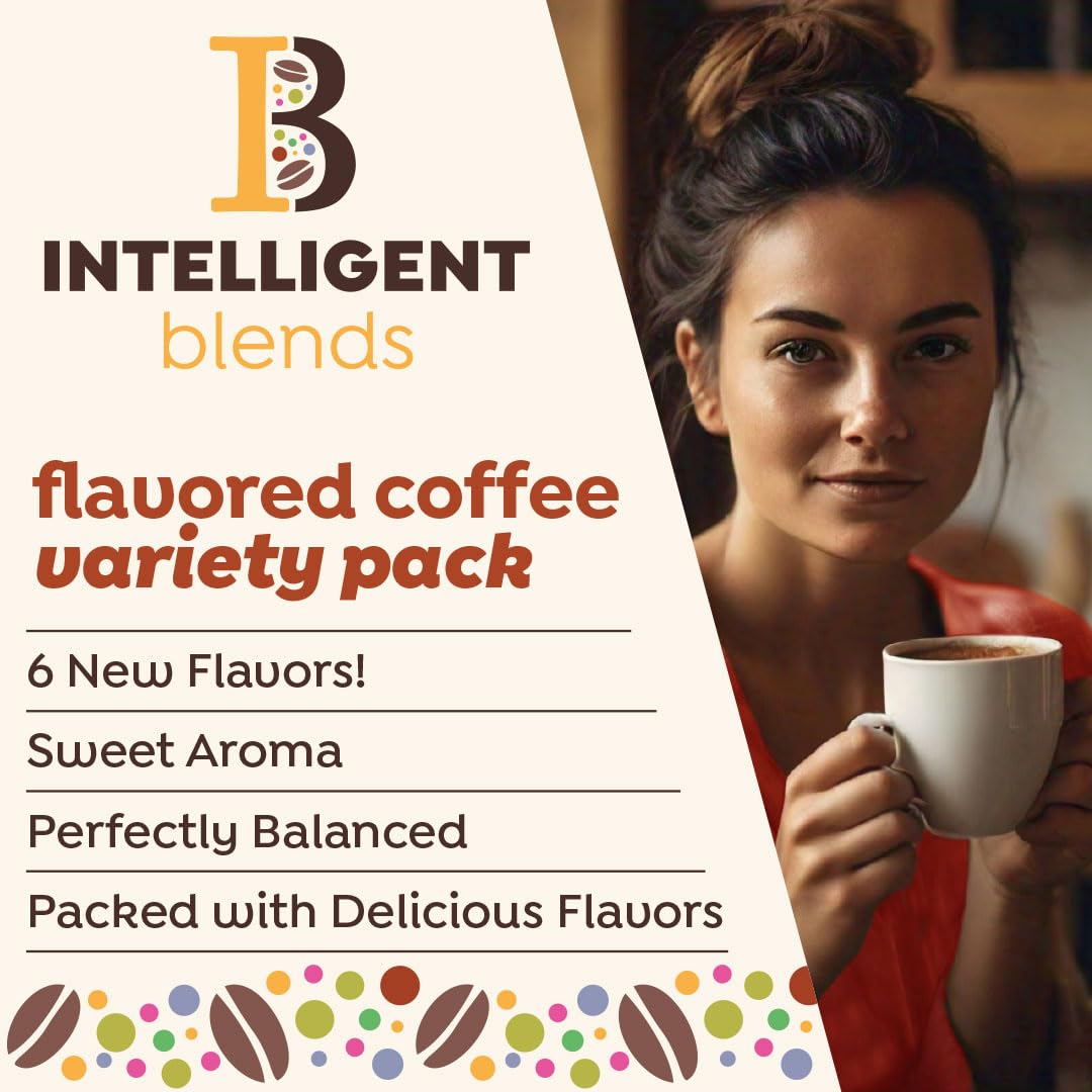 Intelligent Blends Flavored Variety Pack, 80Ct. Solar Energy Produced Recyclable Single Serve Flavored Coffee Pods Variety Pack