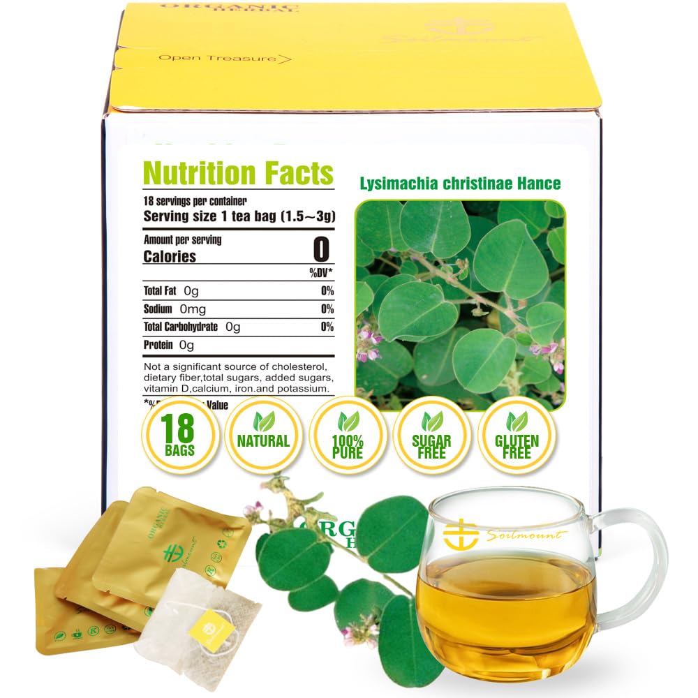 Soilmount Gold Coin Grass  Kidney Health Tea  Organic Lysimachia Tea  (Gold Coin Grass/Lysimachia/Jinqiancao/???/???) Non-Gmo  Energy Blend-Free  18 Bleach-Free Tea Bags