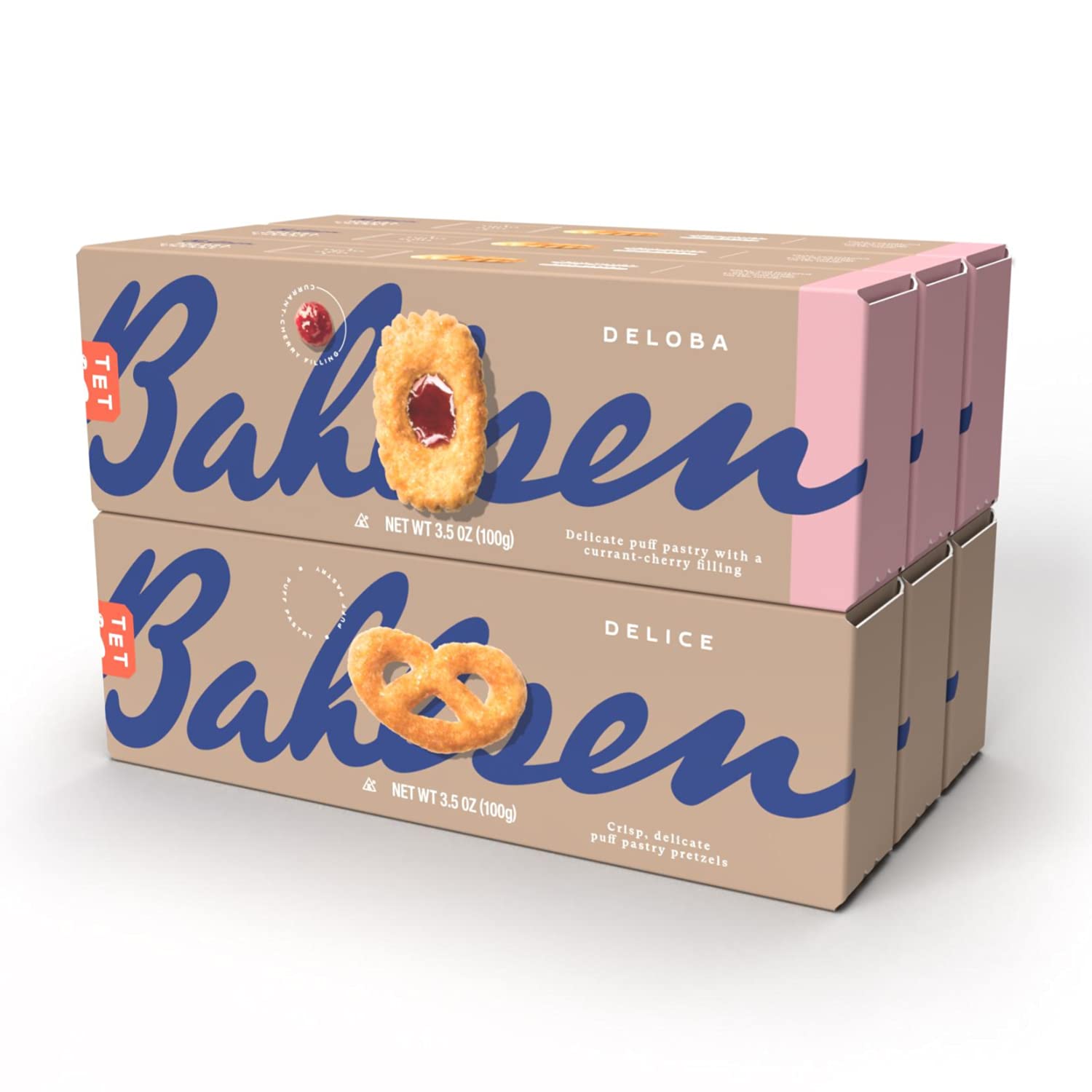 Bahlsen Delice and Deloba Sampler (6 Pack) | 2 sweet classic puff pastry cookie flavors | Indulgent varieties of European flaky,