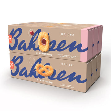 Bahlsen Delice and Deloba Sampler (6 Pack) | 2 sweet classic puff pastry cookie flavors | Indulgent varieties of European flaky,