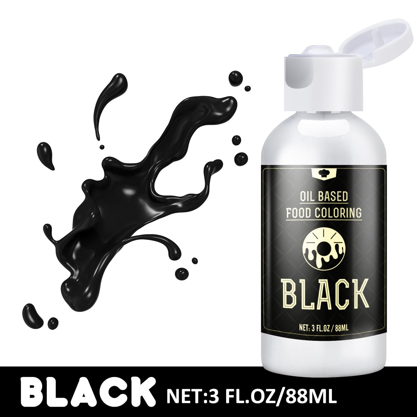 Vividye Oil Based Food Coloring, 88ml, Black, Fat Soluble Dye for Baking, Chocolate, Candy Melts, Cookies, Macarons
