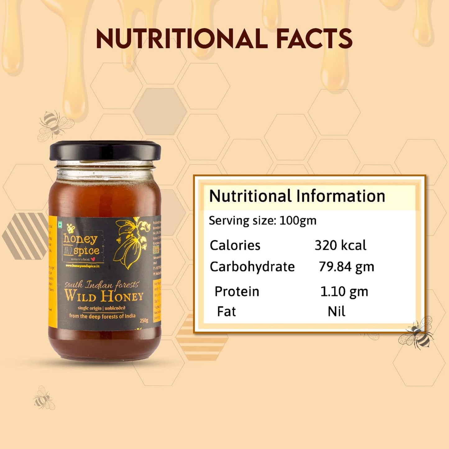 Honey And Spice - South Indian Wild Honey (250G) | From The Forests Of South India | 100% Raw And Pure | Single Origin | Unblended | Natural And Original | Unprocessed | No Added Sugar