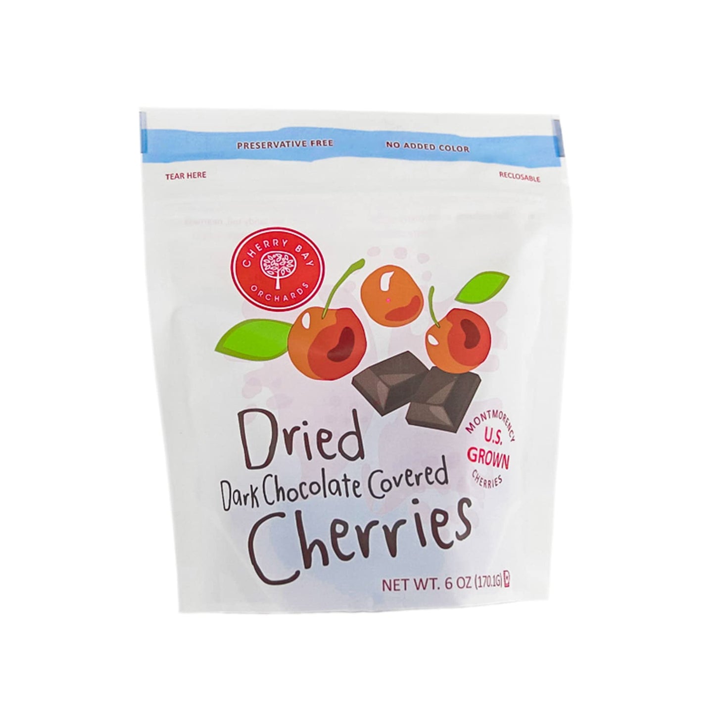 Cherry Bay Orchards Dark Chocolate Covered Cherries (6 oz Bag) - Natural Dried Tart Montmorency Cherries - No Artificial Colors,